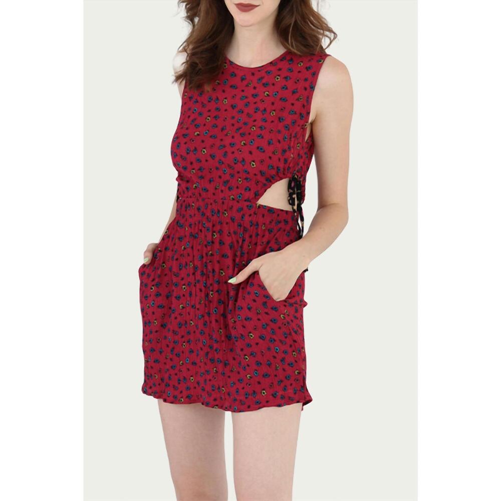 NEW HALEY SOLAR cutout floral-print gauze mini dress in red